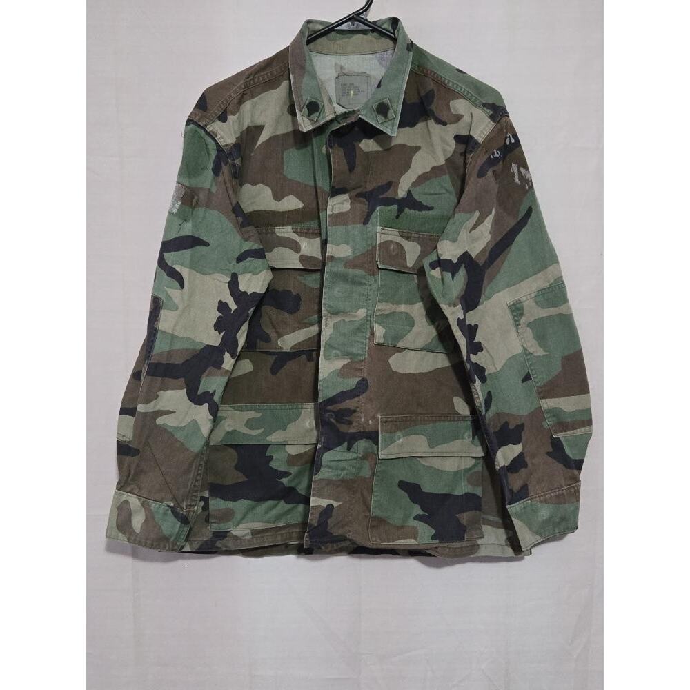 US Army BDU Jacket Medium Short Woodland Camo Ripstop Combat Coat USGI #P43